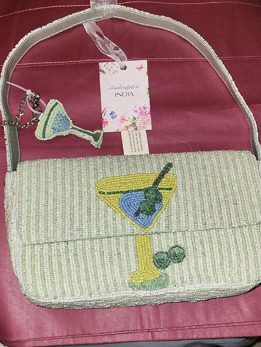 Handcrafted In India Beaded Cocktail Martini Clutch Bnwt Eh Rt